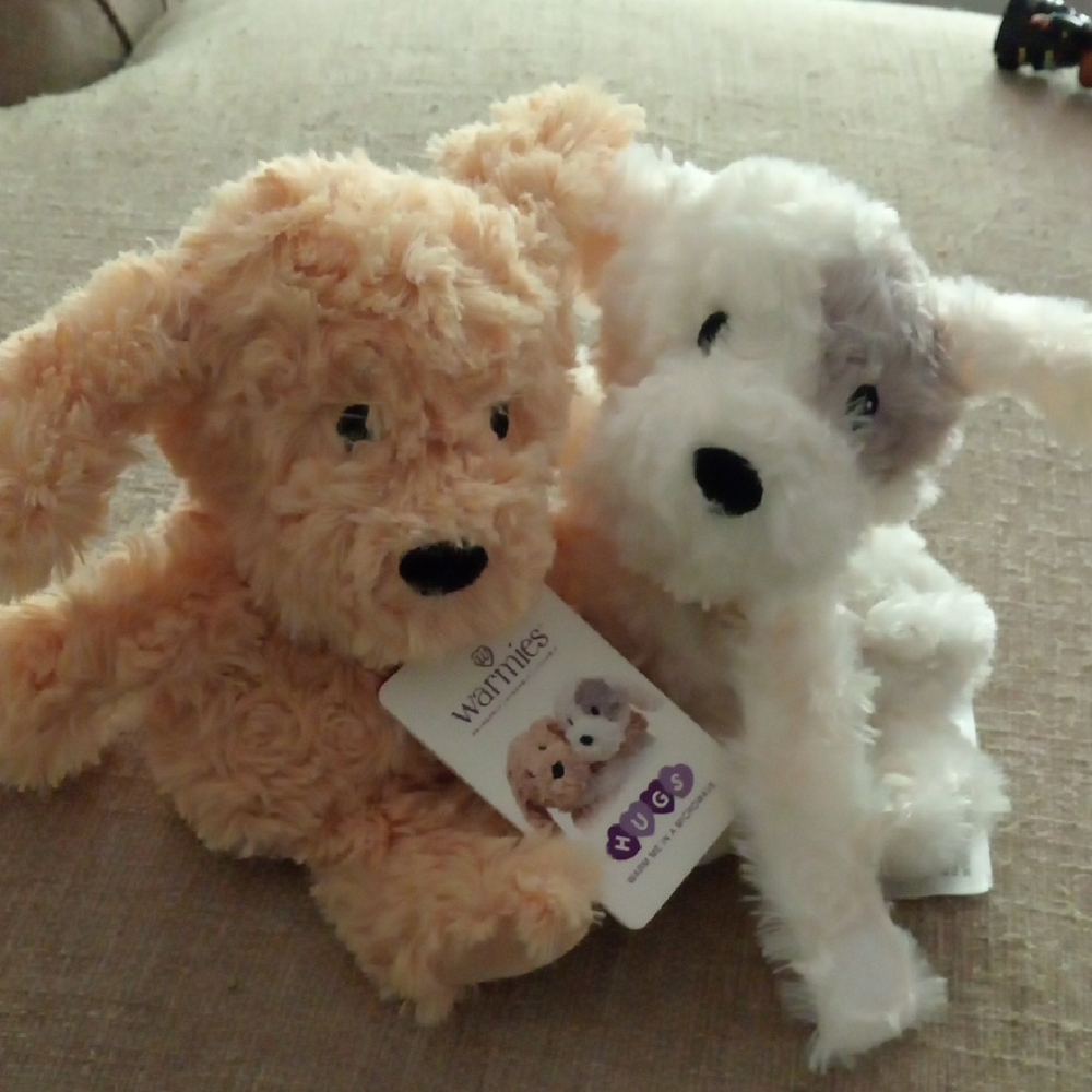 Warm Snuggle Plush Dog Toy Cream and White